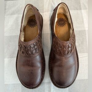 UGG Brown Leather Slip-On Clog Shoe